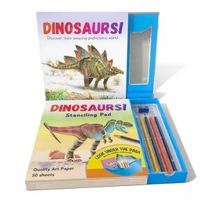 🦖 DINOSAURS! Activity Book + Stenciling Pad Learn To Draw Art Set | NWT!
